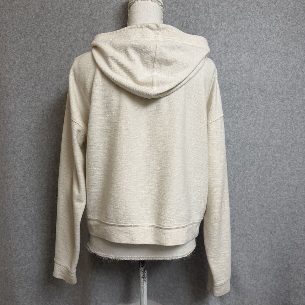 Old Navy Women's M Off White Lightweight Full Zip Hoodie Jacket Cotton Blend - Picture 6 of 7